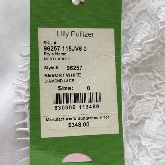 Lilly Pulitzer Meryl Dress Resort White Diamond Lace Size 0 New with Tags - Picture 8 of 16
